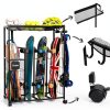 PLKOW Skateboard Storage Rack Steel Frame Lockable Wheels-4