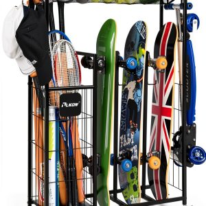 PLKOW Skateboard Storage Rack Steel Frame Lockable Wheels-0