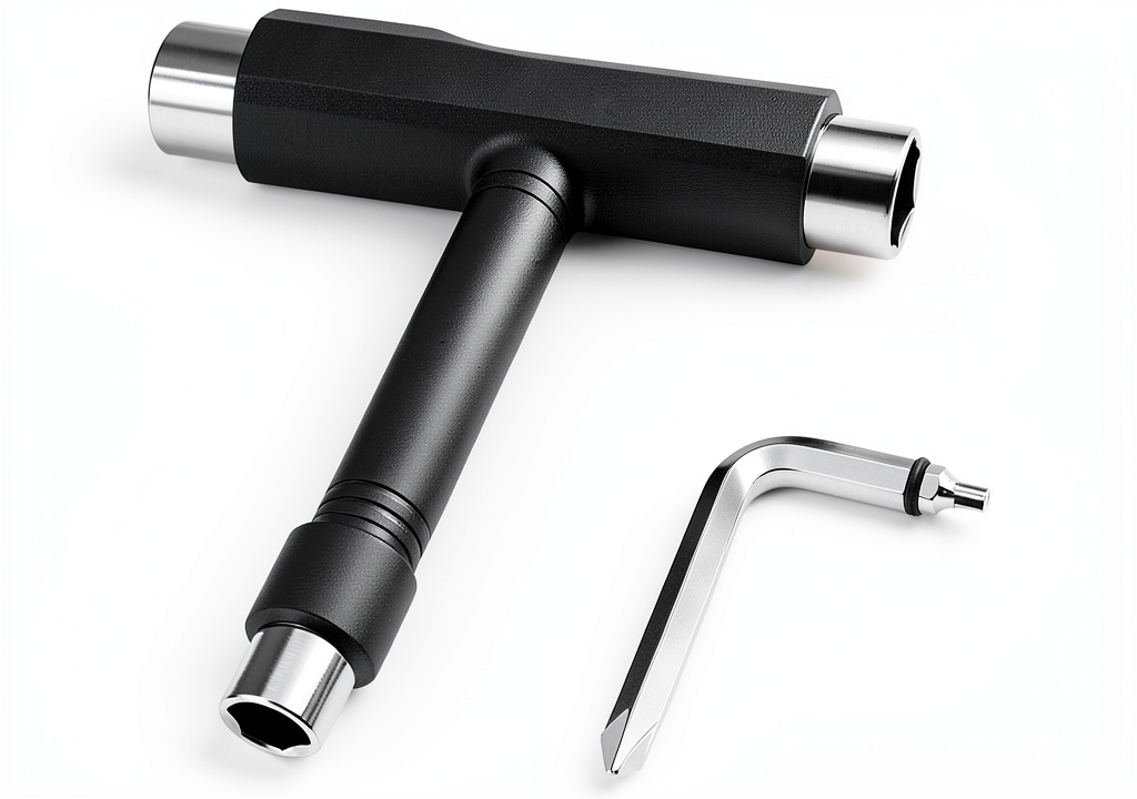 'Wahijihe Skateboard Wrench in use on a skateboard truck'