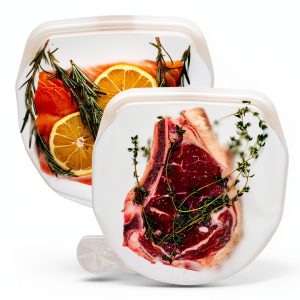 Sous Vide Bags Elkanah Reusable Silicone 35 Fl Oz Clear Set of 2-0
