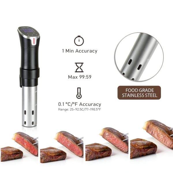 Sous Vide Cooker with APP Control,1100W Precision Sous Vide Machine with Digital Touch Screen,Ultra-quiet Immersion Circulator with Recipe and Timer for Beginners Home Chefs-2