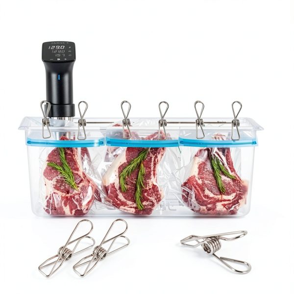 15 Pack Sous Vide Cooking Clips for Immersion Circulator, Sous Vide Weights Clamp Compatible with All Kinds of Sous Vide Cookers & Containers, Keep Bags Submerged, Food Grade Stainless Steel-6