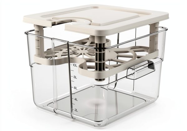 Sous Vide Container Vpcok Direct 12.6 Quart White with Lid and Rack-0