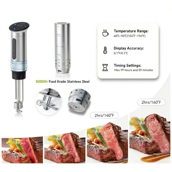 KitchenBoss Wifi Sous Vide Cooker G310 Silver 1100W Circulator-5
