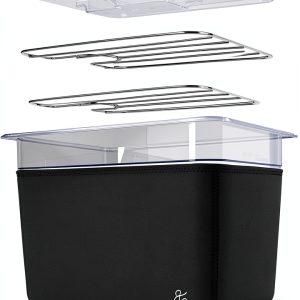 Sous Vide Container 12 quart with Rack and Greater Goods Onyx Black-0