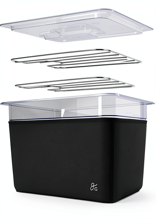 Sous Vide Container 12 quart with Rack and Greater Goods Onyx Black-0