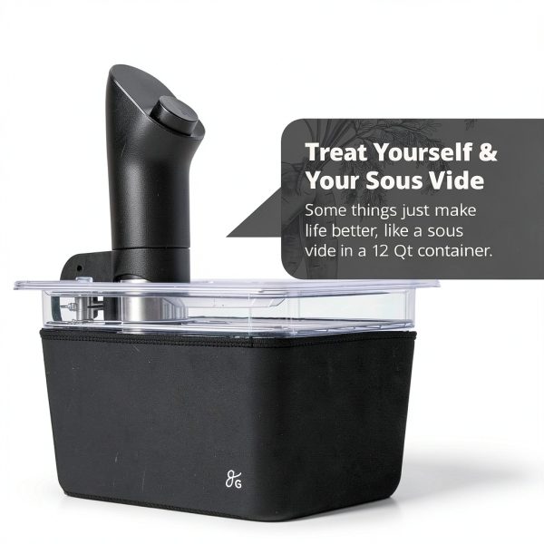 Sous Vide Container 12 quart with Rack and Greater Goods Onyx Black-4
